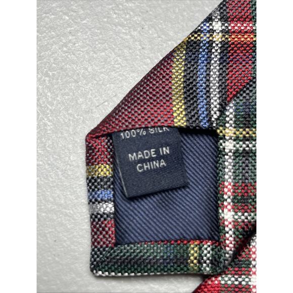JoS A Bank Silk Tie Red Tartan Plaid Mens Necktie 2 7/8"X58" - Picture 6 of 9